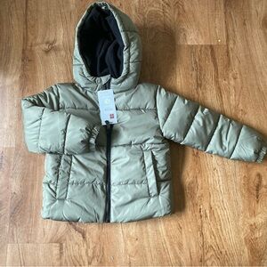Swiss Tech Green Puffer Jacket with Hood and Insulation